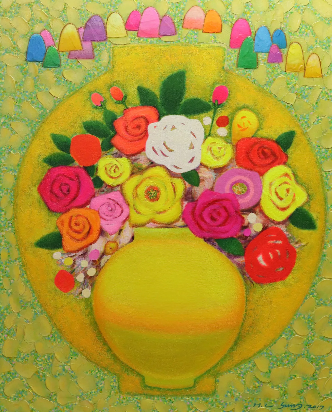 Rose Blooming in a Moon Jar